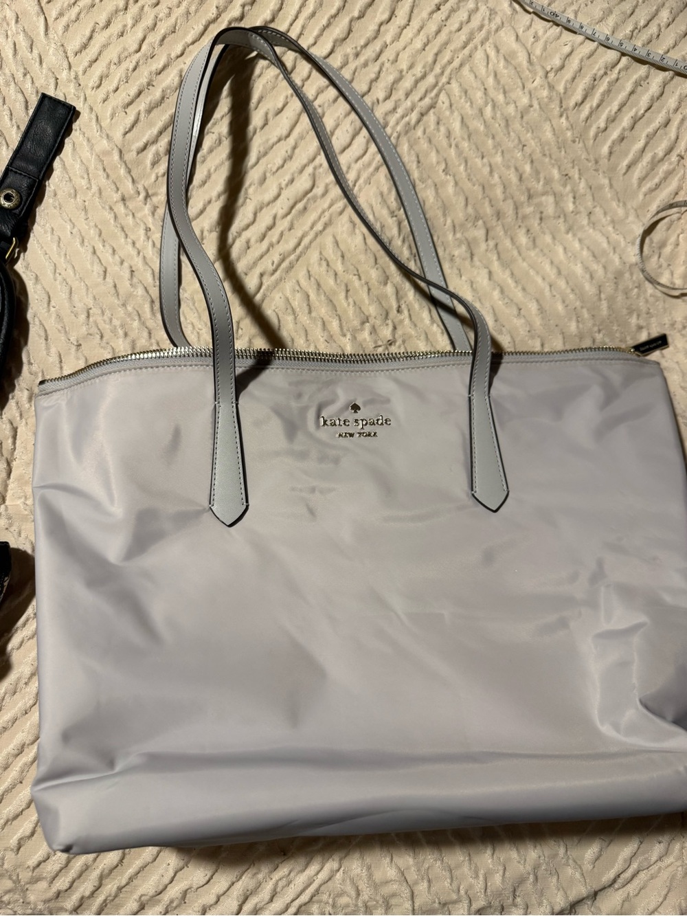 kate spade gray nylon tote with leather straps